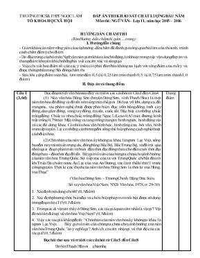 Đáp án thi khảo sát chất luợng đầu năm môn thi Ngữ văn lớp 11, năm học 2015  2016